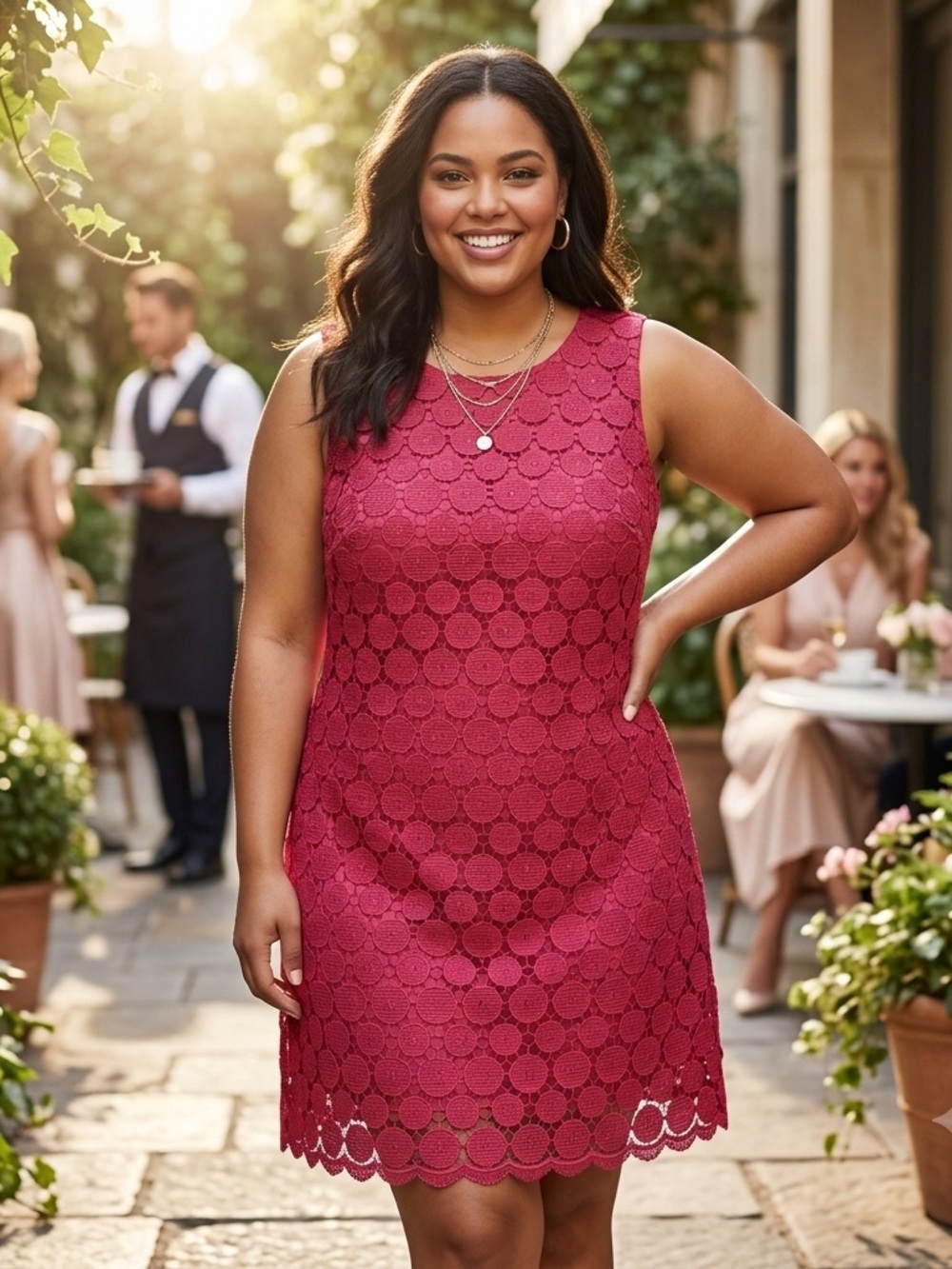 Eliza J Pink Geometric Lace Sleeveless Mini Dress Wedding Guest Women’s US 22